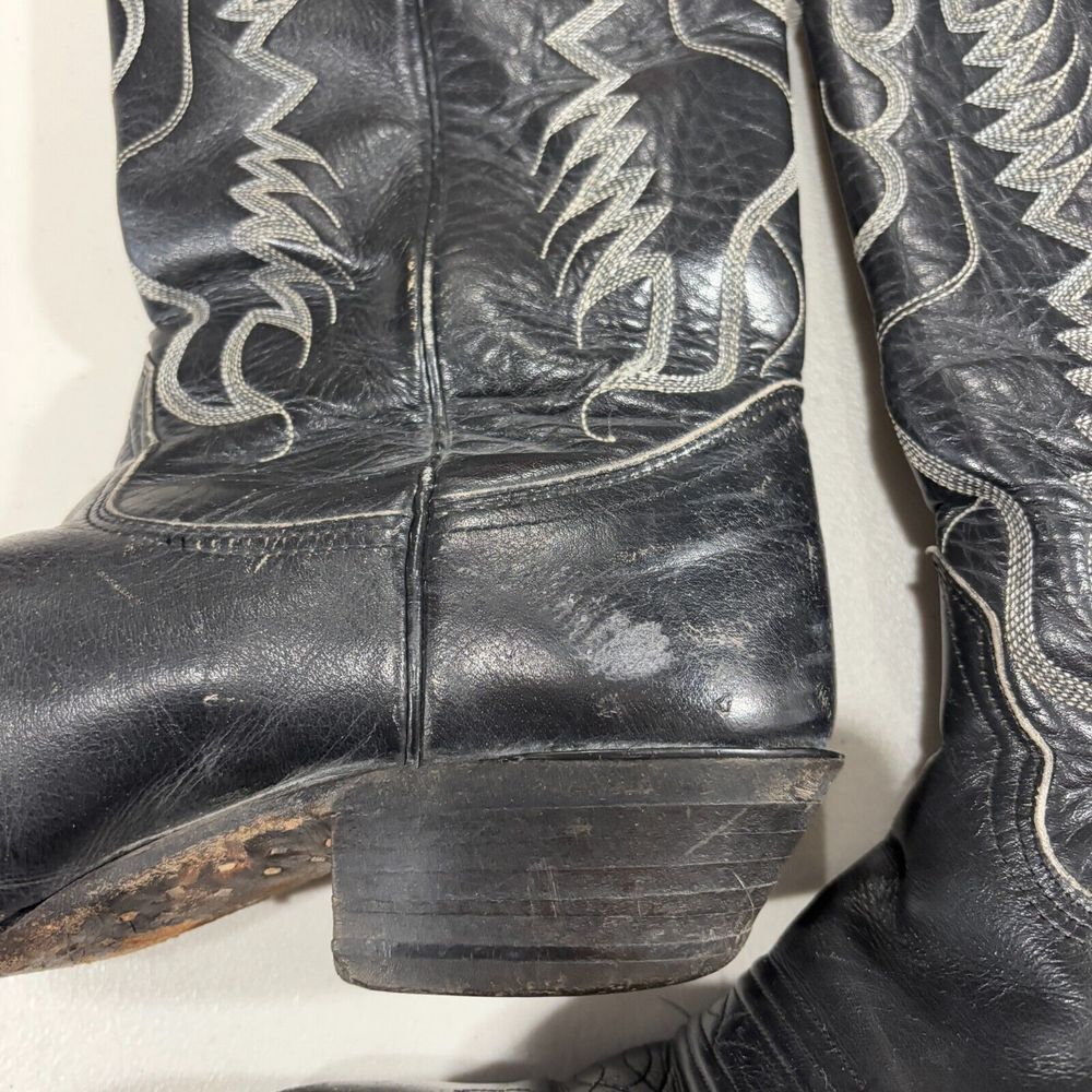 Nocona Boots Texas Mens Western Cowboy Leather Boots Black USA‎ Made - Picture 3 of 12